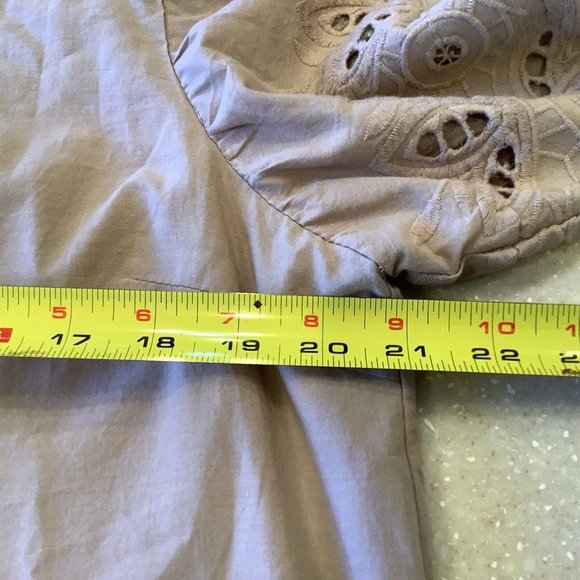 Free/Quent Dress Size Large Silver Mink Tan Brown 100% Cotton Eyelet Sleeves - Picture 12 of 16